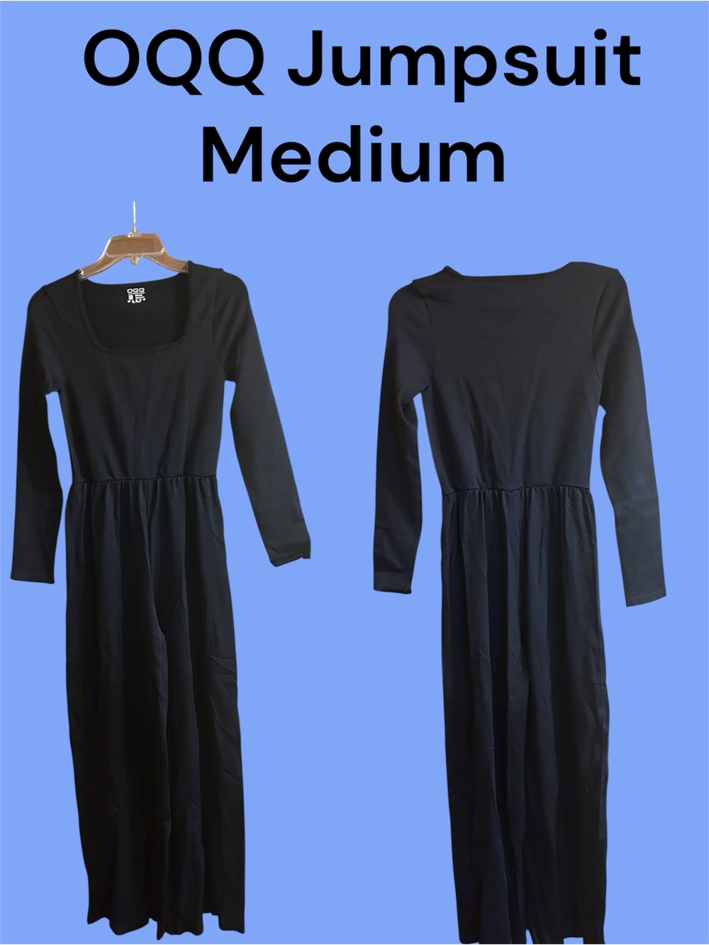 OQQ Black Long Sleeve Jumpsuit - Medium